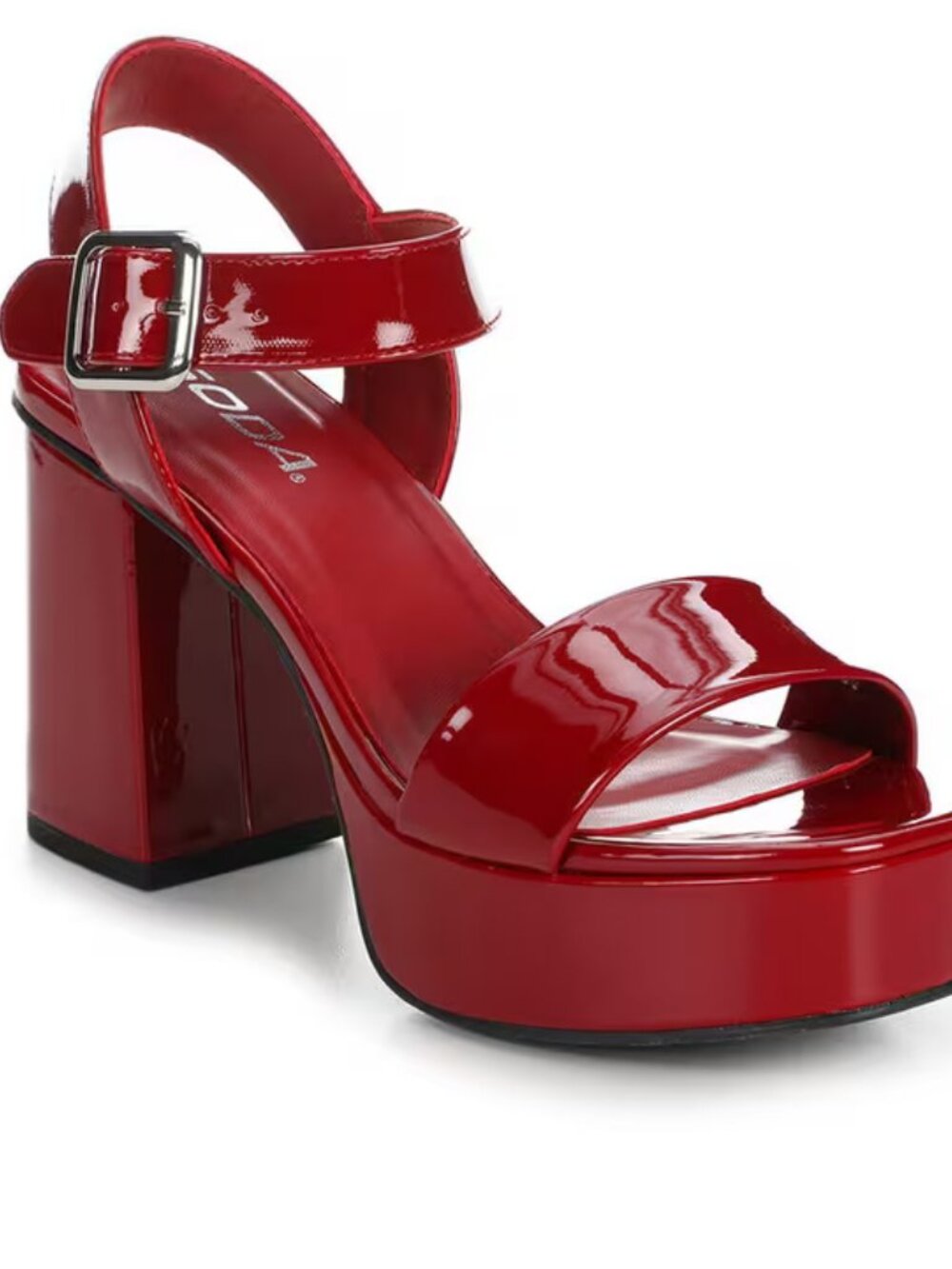 New True Red Open Toe Chunky Platform Block Heel Sandals Ankle Strap Mary-Jane